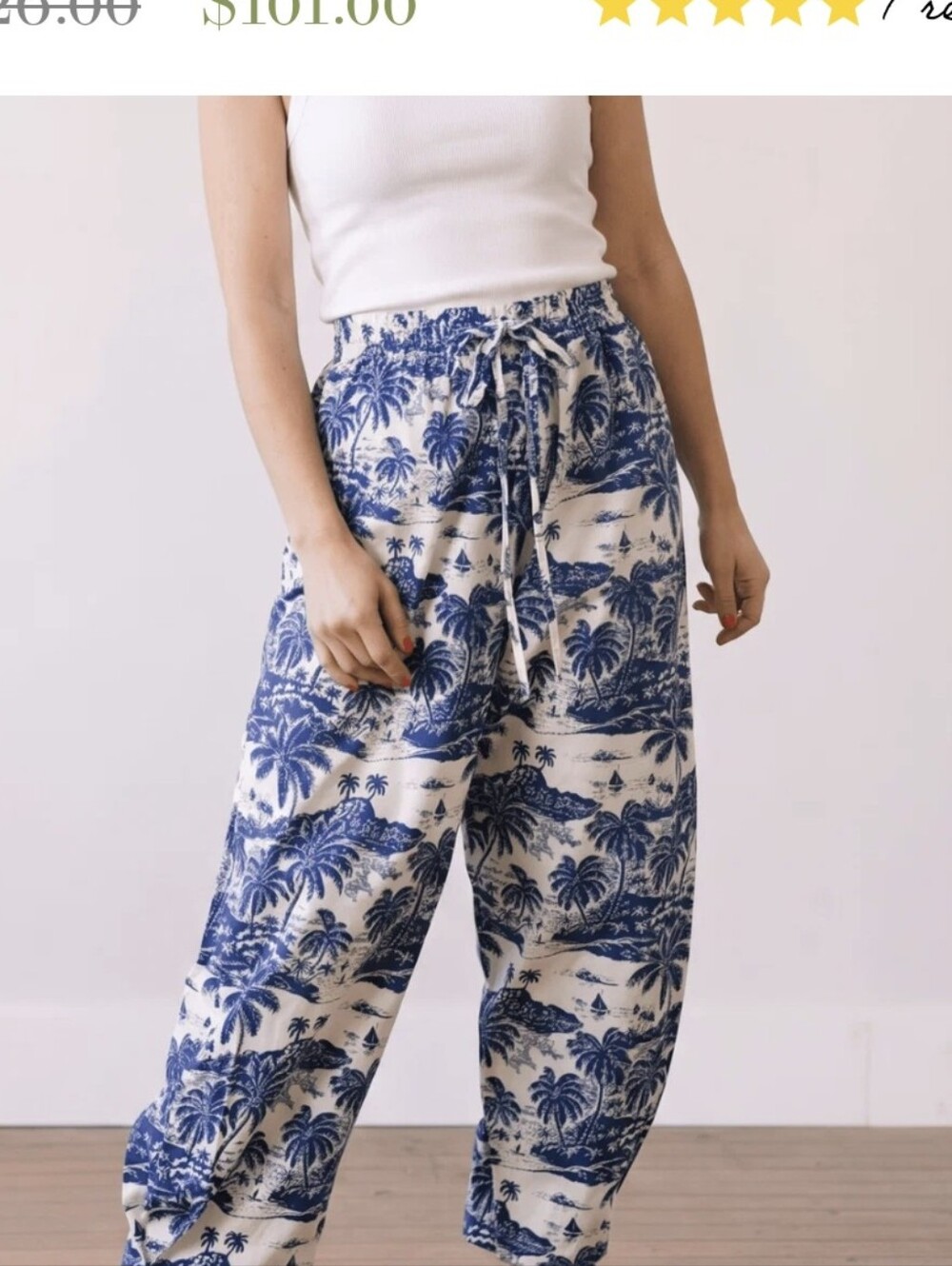 Panama Jack Tropical Print Linen Blend Pants